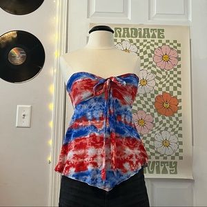 No Boundaries Red and Blue Haulter top, medium